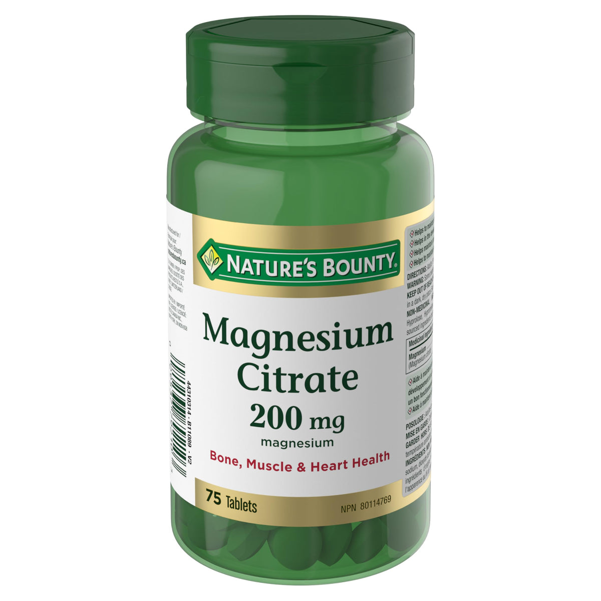 NATURE'S BOUNTY Magnesium Citrate, 200 mg, 75 Tablets