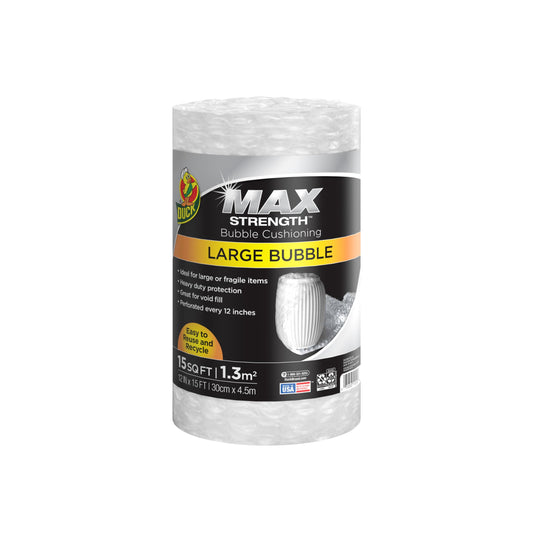 Duck Brand Bubble Wrap Protective Packaging, Large Bubbles, 12 Inches x 15 Feet, Single Roll (1304499)