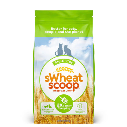 sWheat Scoop Natural Wheat Multi-Cat Litter, Superior Clumping with Odor Neutralizing Enzymes, 25 Pound Bag sWheat Scoop