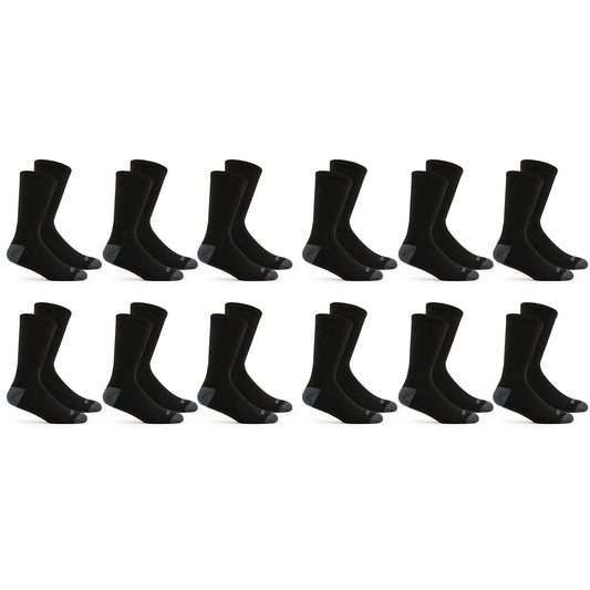 Fruit of the Loom Men's Dual Defense Crew Socks (12 Pack), Black, Medium (6 - 12) - Available at All In One Marketplace Canada