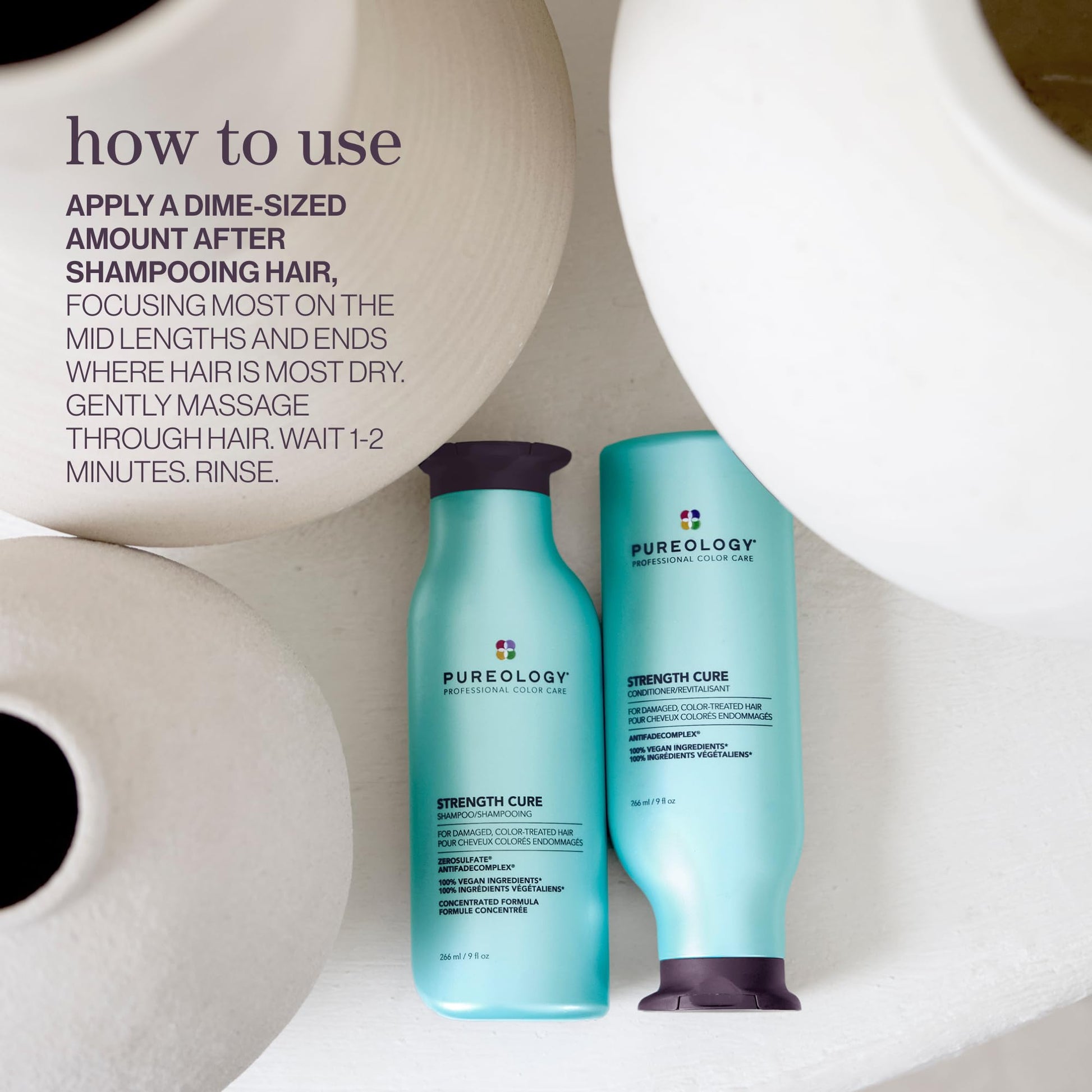 Pureology Strength Cure Conditioner, Strengthening Repair for Damaged Color-Treated Hair, Plant-Based Protein, Vegan, Sulfate-Free - Available at All In One Marketplace Canada