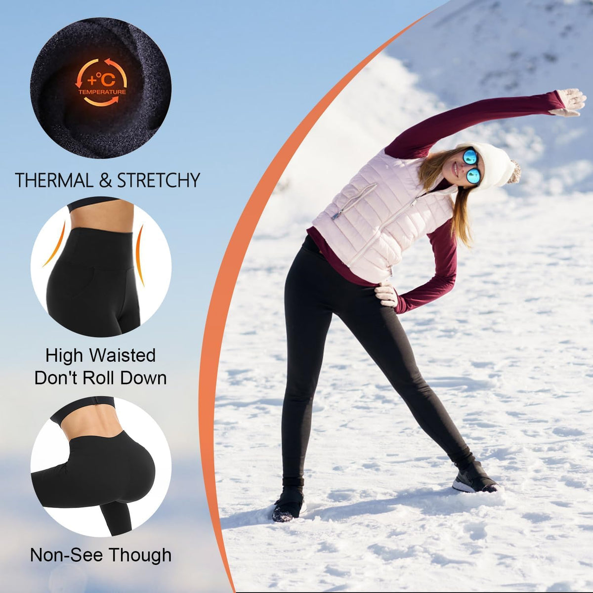 3 Pack Fleece Lined Leggings Women High Waisted Warm Winter Yoga Pants for Women Thermal Running Workout Leggings 🍁 All In One Marketplace Canada