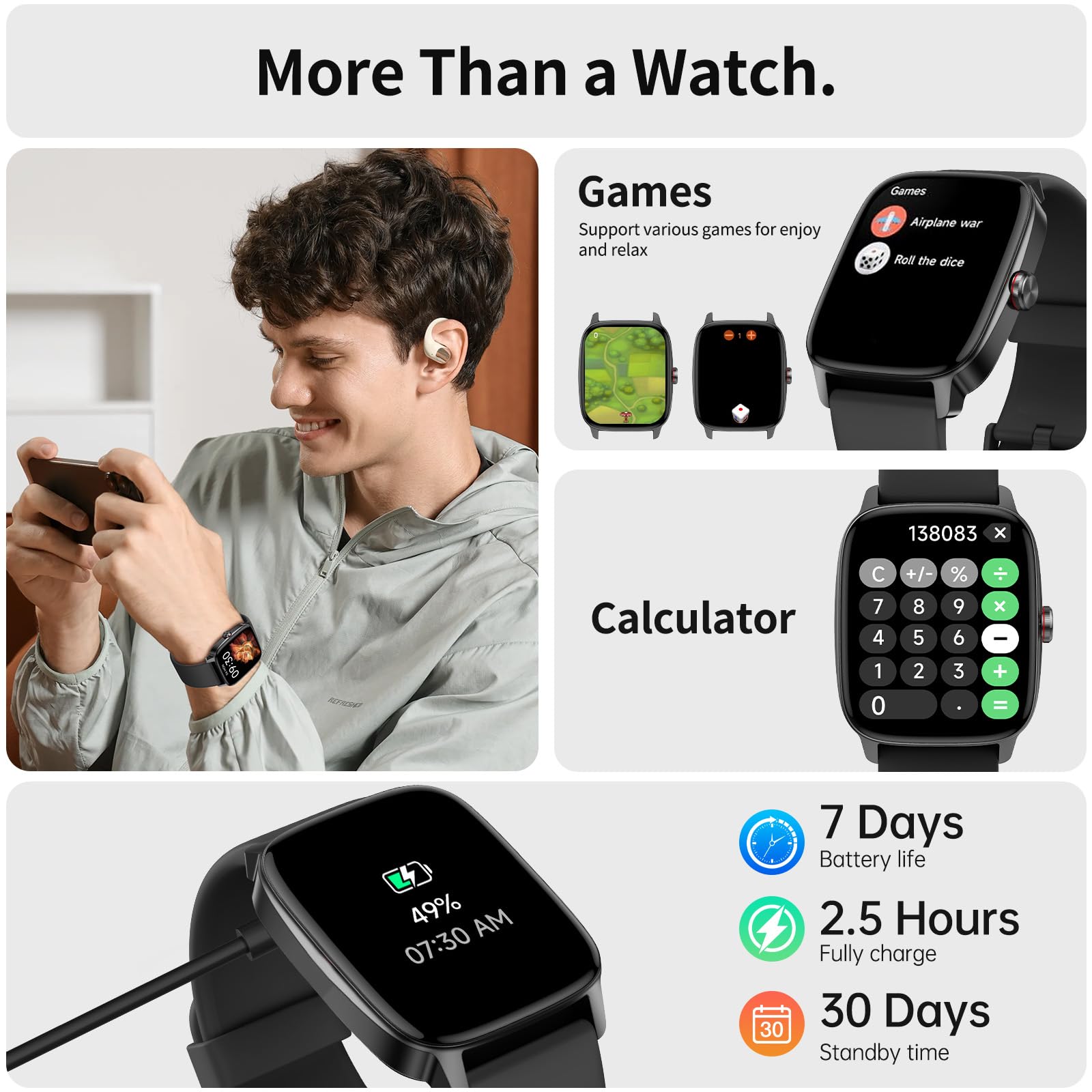 Smart Watch for Men Women, Bluetooth Call Smartwatch with AI Voice, 1.85" HD Fitness Watch, Heart Rate/Steps/Sleep Monitor, 100+ Sports Modes, IP68 Waterproof Watch for Android iOS - Available at All In One Marketplace Canada
