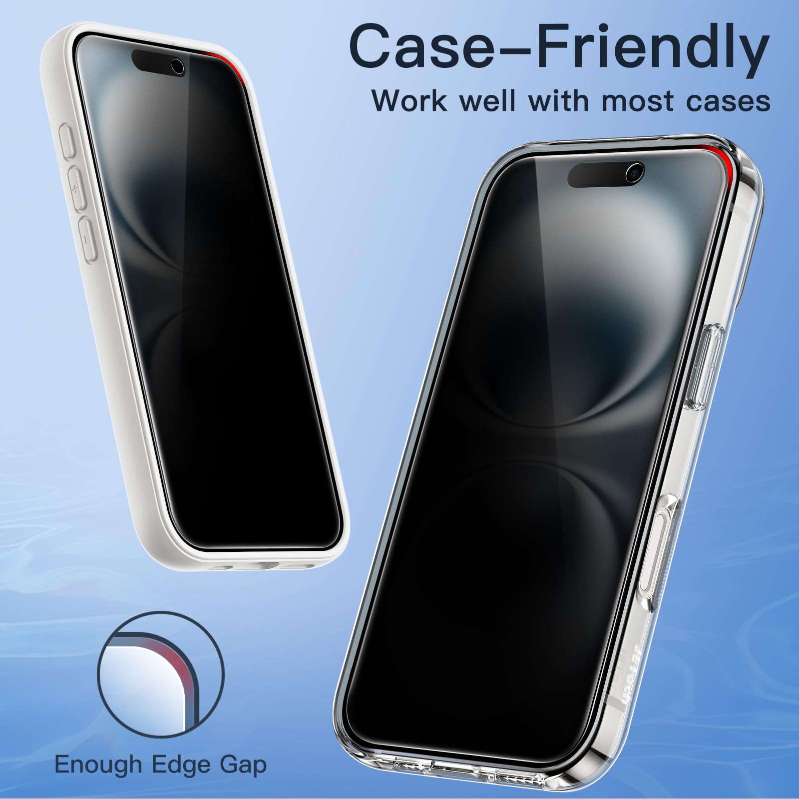 JETech Privacy Screen Protector for iPhone 16 6.1-Inch, Anti-Spy Tempered Glass Film with Easy Installation Tool, 2-Pack - Available at All In One Marketplace Canada