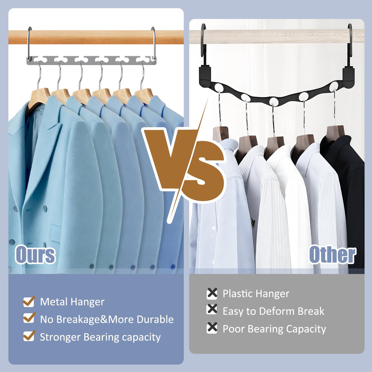 Space Saving Hangers, Magic Closet Organizer for Winter Coats & Spring Seasonal Storage, Heavy Duty Hanger Rack Holds 30Lbs, Apartment Dorm Small Closet Essentials, 6 Pack 🍁 All In One Marketplace Canada