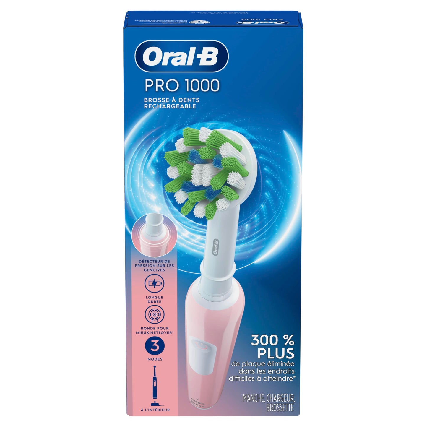 ORAL-B PRO 1000 CROSSACTION PINK RECHARGEABLE TOOTHBRUSH 1CT 🍁 All In One Marketplace Canada