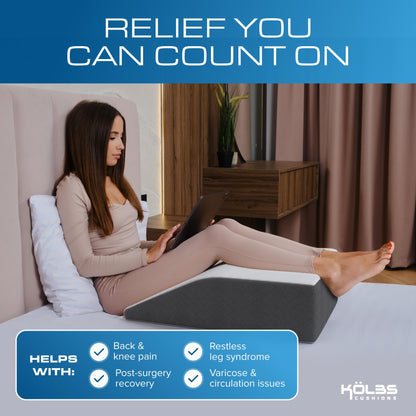 Kolbs Leg Elevation Pillows for After Surgery | Flat Top Bed Wedge Bolster Pillow for Legs | Foot, Knee, Ankle Elevation Post Surgery (Flat Top 7" Height)