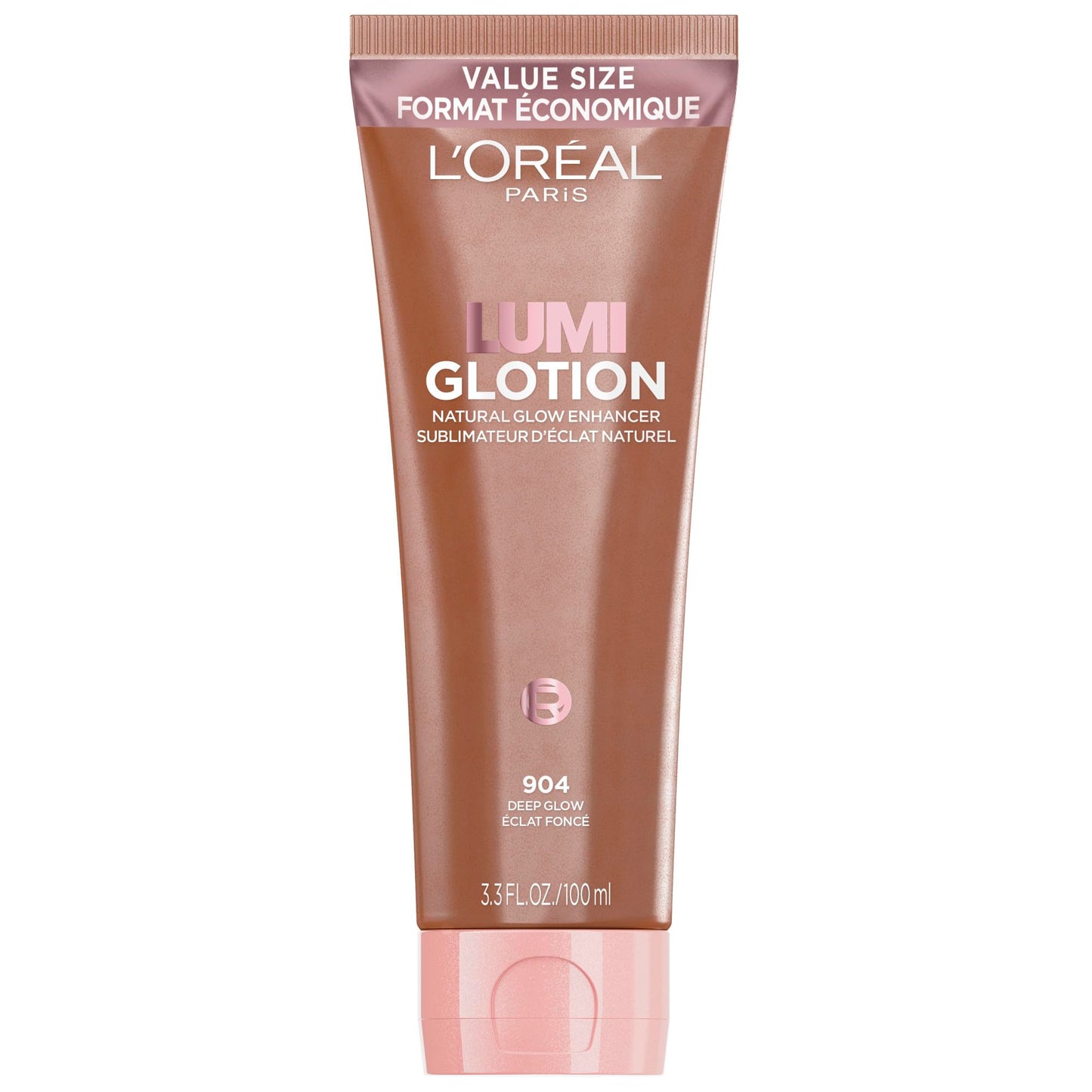 L’Oréal Paris Lumi Glotion Jumbo, Highlighter Makeup, Natural Glow Enhancer for Face & Body, Instantly Hydrates and Illuminates Skin, Sheer Colour Tint, Offers a Sunkissed Glow, 904 Deep, 100 mL
