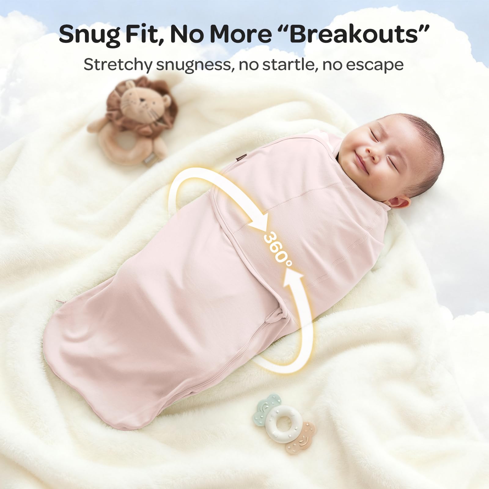 Momcozy Baby Swaddle, Quiet Fastener Swaddle Suitable for Infant 0-3 Months, New-Parent-Friendly Sleep Sack, Reduce Startle Reflex, Newborn Boys Girls Registry Essentials, 2-Pack, Bloom