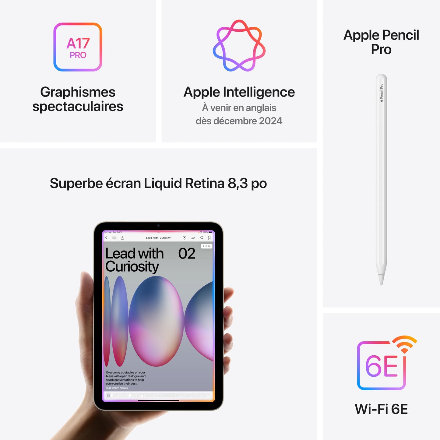 Apple iPad mini (A17 Pro): Apple Intelligence, 8.3-inch Liquid Retina Display, 128GB, Wi-Fi 6E, 12MP Front/12MP Back Camera, Touch ID, All-Day Battery Life — Purple 🍁 All In One Marketplace Canada