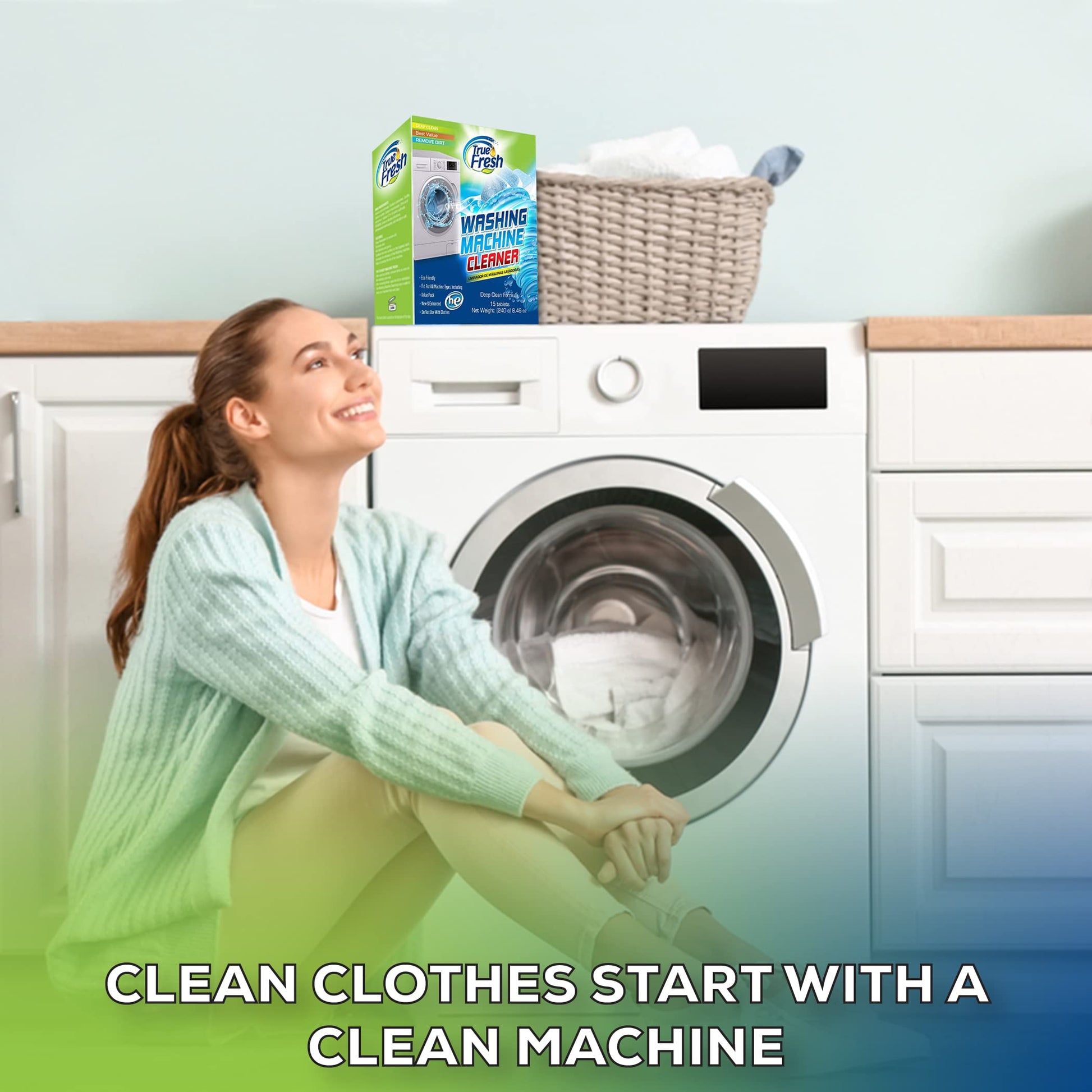 True Fresh Washing Machine Cleaner Tablets, Solid Deep Cleaning Tablet, Finally Clean All Washer Machines Including HE Front Loader Top Load- 15 pack - Available at All In One Marketplace Canada