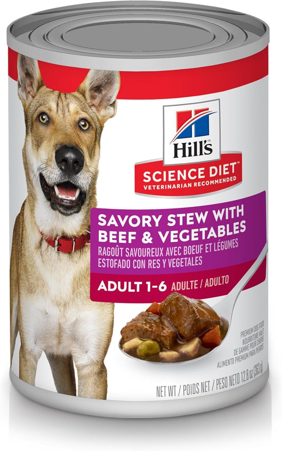 Hill's Science Diet Adult 1-6, Premium Nutrition, Wet Dog Food, Beef & Vegetables Stew, 12.8 oz Can, Case of 12 Hill's Science Diet