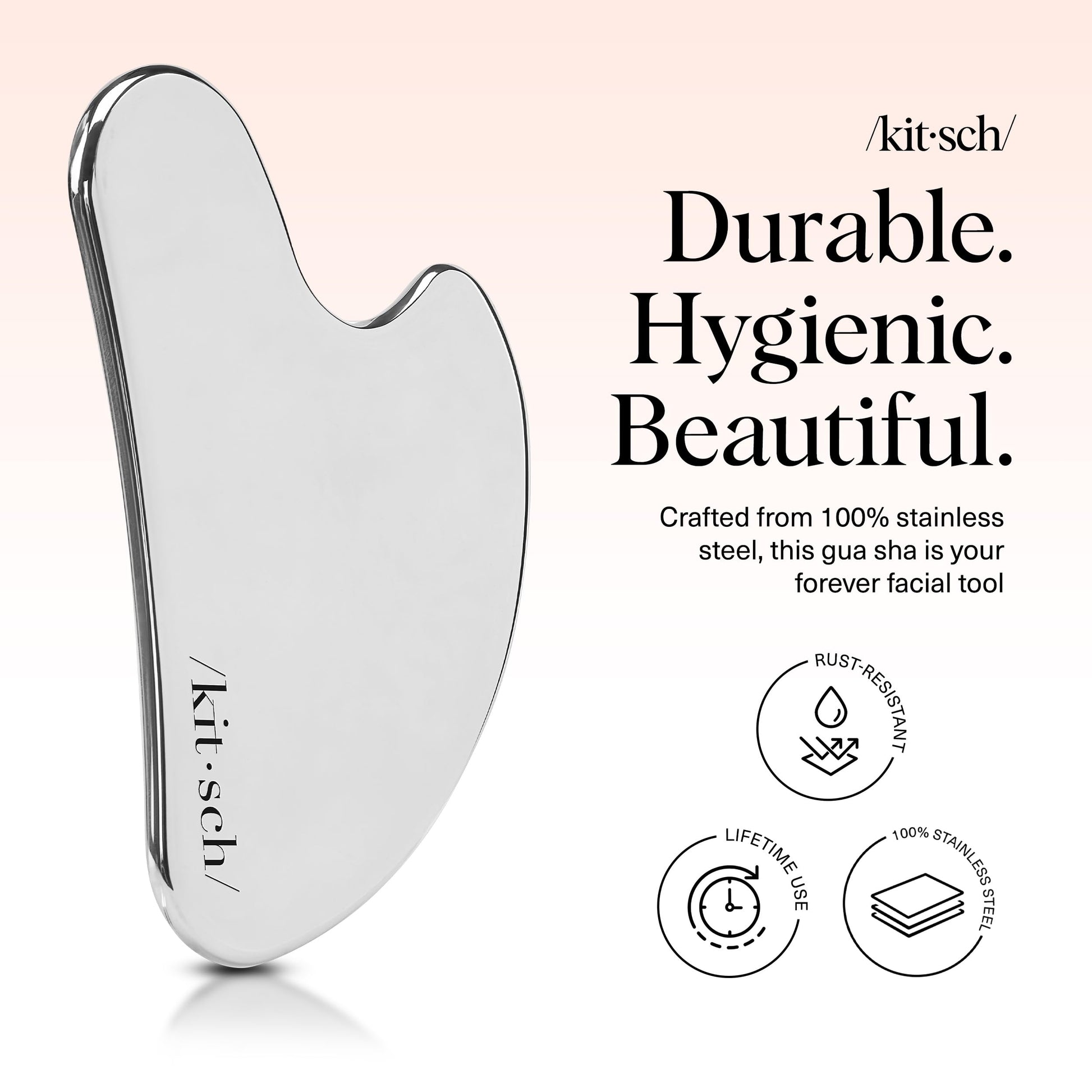 Kitsch Stainless Steel Gua Sha Facial Tools - Guasha Tool for Face, Face Sculpting Tool, Jawline Shaper, Double Chin Reducer, Body Gua Sha Tools, Lymphatic Drainage Massager, Facial Skin Care - Silver - Available at All In One Marketplace Canada
