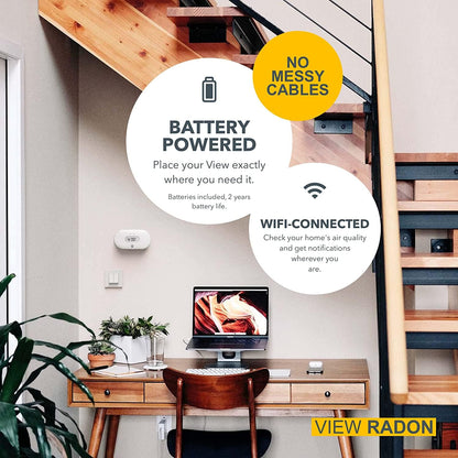 Airthings View Radon 2989 - Radon Monitor (Radon, Humidity, Temp) with WiFi & Calm Tech Display AIRTHINGS