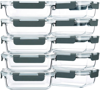 M MCIRCO 10-Pack 22 Oz Glass Meal Prep Containers with Lids - Microwave, Oven, Freezer & Dishwasher Safe - Available at All In One Marketplace Canada