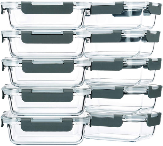 M MCIRCO 10-Pack 22 Oz Glass Meal Prep Containers with Lids - Microwave, Oven, Freezer & Dishwasher Safe - Available at All In One Marketplace Canada