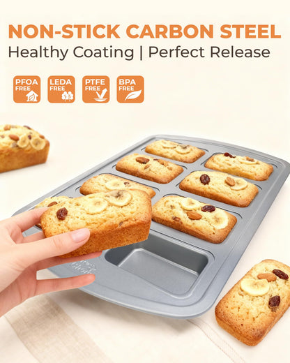 Bake Choice Mini Loaf Pan, 8-Cavity Non-Stick Carbon Steel Baking Pans Set 🍁 All In One Marketplace Canada