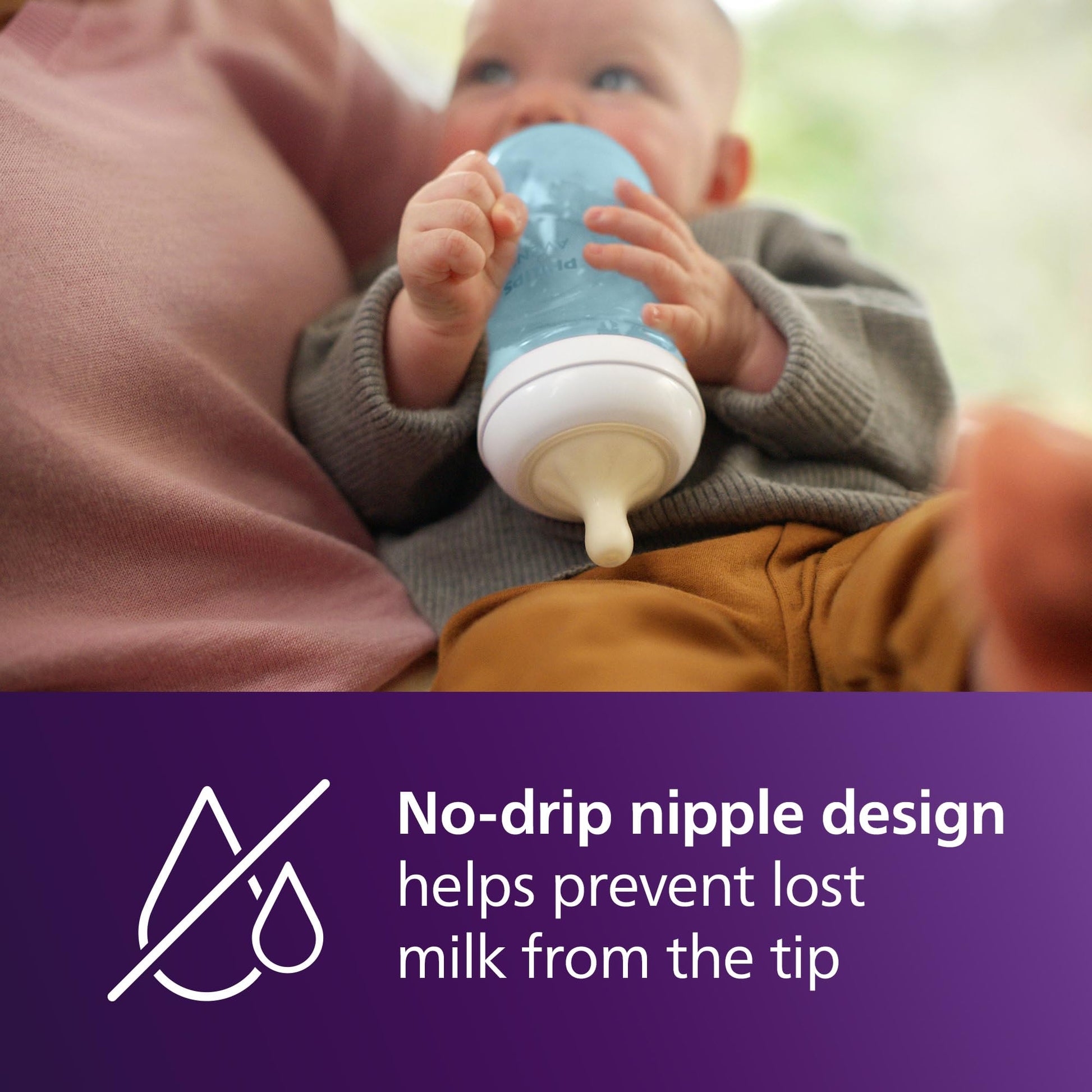 Philips Avent Natural Baby Bottles with Natural Response Nipples (Medium Flow, Flow 3), 9oz, Blue, 3-pack, SCY903/23