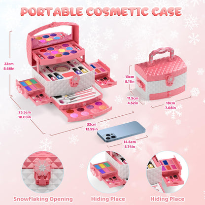 PERRYHOME Kids Makeup Set for Girl 56 Pcs Washable Real Cosmetic, Safe & Non-Toxic Frozen Toys Toddler Makeup Kit, Frozen Princess Dress up Game Christmas & Birthday Girl Gift for 3-12(Frozen Pink) 🍁 All In One Marketplace Canada