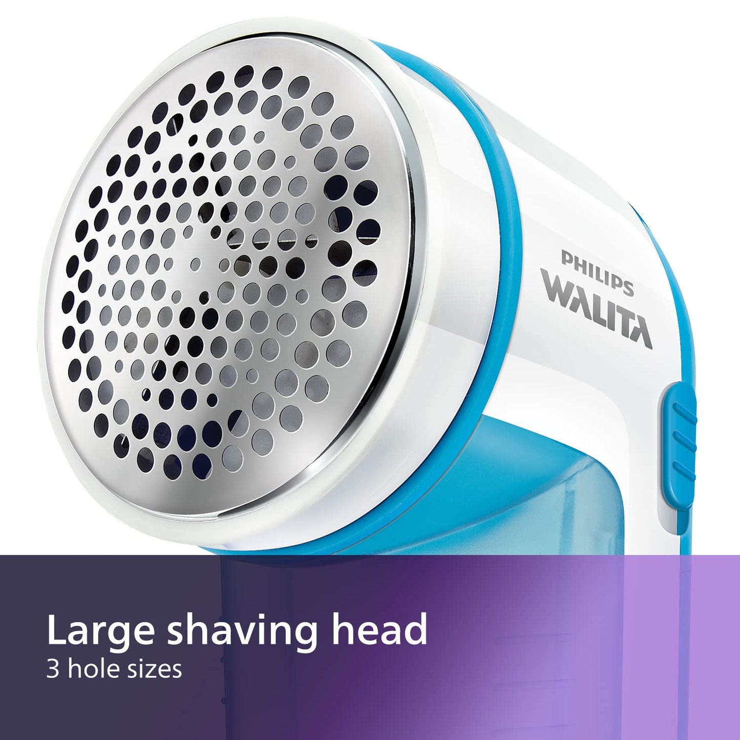 Philips Fabric Shaver, Removes Fabric Pills, Suitable for All Garments, Large Blade Surface, Cleaning Brush, Includes Batteries, Blue (GC026/00) - Available at All In One Marketplace Canada