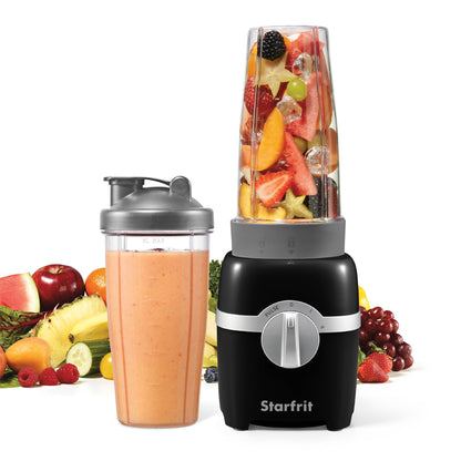 Starfrit Personal Blender, Two 828ml Cups, High, Low & Pulse Modes, 300W, Black - Available at All In One Marketplace Canada
