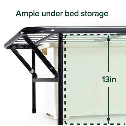 ZINUS SmartBase Tool-Free Assembly Mattress Foundation / 14 Inch Metal Platform Bed Frame/No Box Spring Needed/Sturdy Steel Frame/Underbed Storage, Black, Twin, Regular Zinus