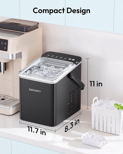EUHOMY Countertop Ice Maker, 9 Cubes in 6 Min, Auto-Cleaning, Black