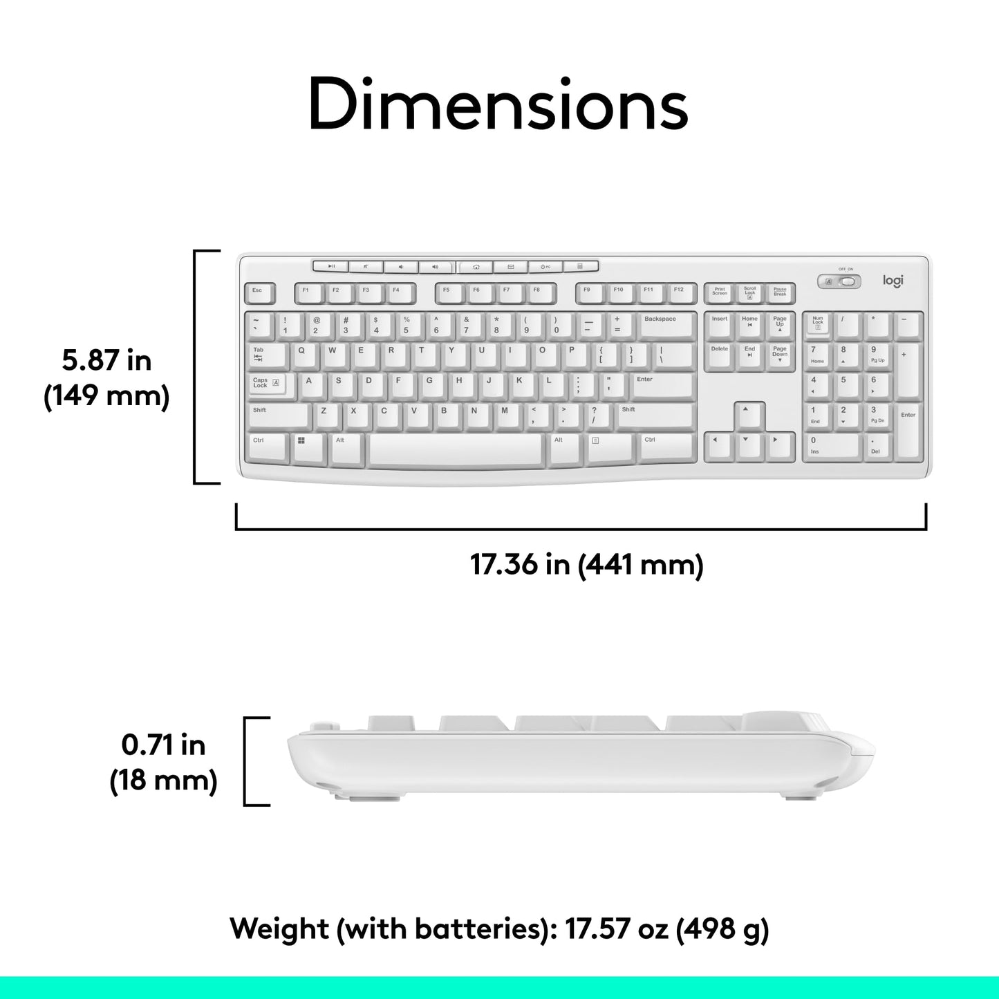 Logitech MK270 Wireless Keyboard and Mouse Combo for Windows, 2.4 GHz Wireless, Compact Mouse, 8 Multimedia and Shortcut Keys, 2-Year Battery Life, for PC, Laptop - Off White