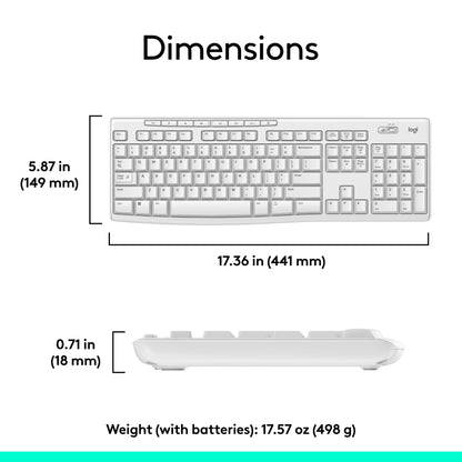Logitech MK270 Wireless Keyboard and Mouse Combo for Windows, 2.4 GHz Wireless, Compact Mouse, 8 Multimedia and Shortcut Keys, 2-Year Battery Life, for PC, Laptop - Off White