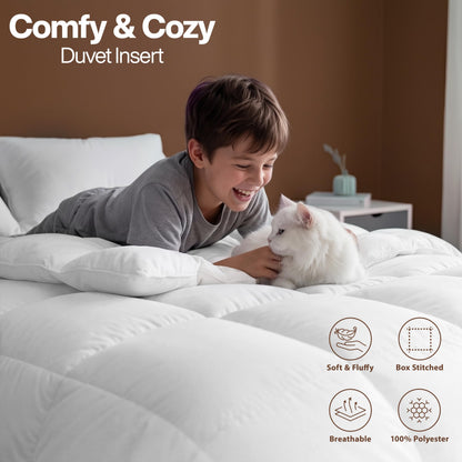 Utopia Bedding King Comforter Duvet Insert, Quilted White Comforter with Corner Tabs, Box Stitched Down Alternative Comforters King Size 90 x 102 inches