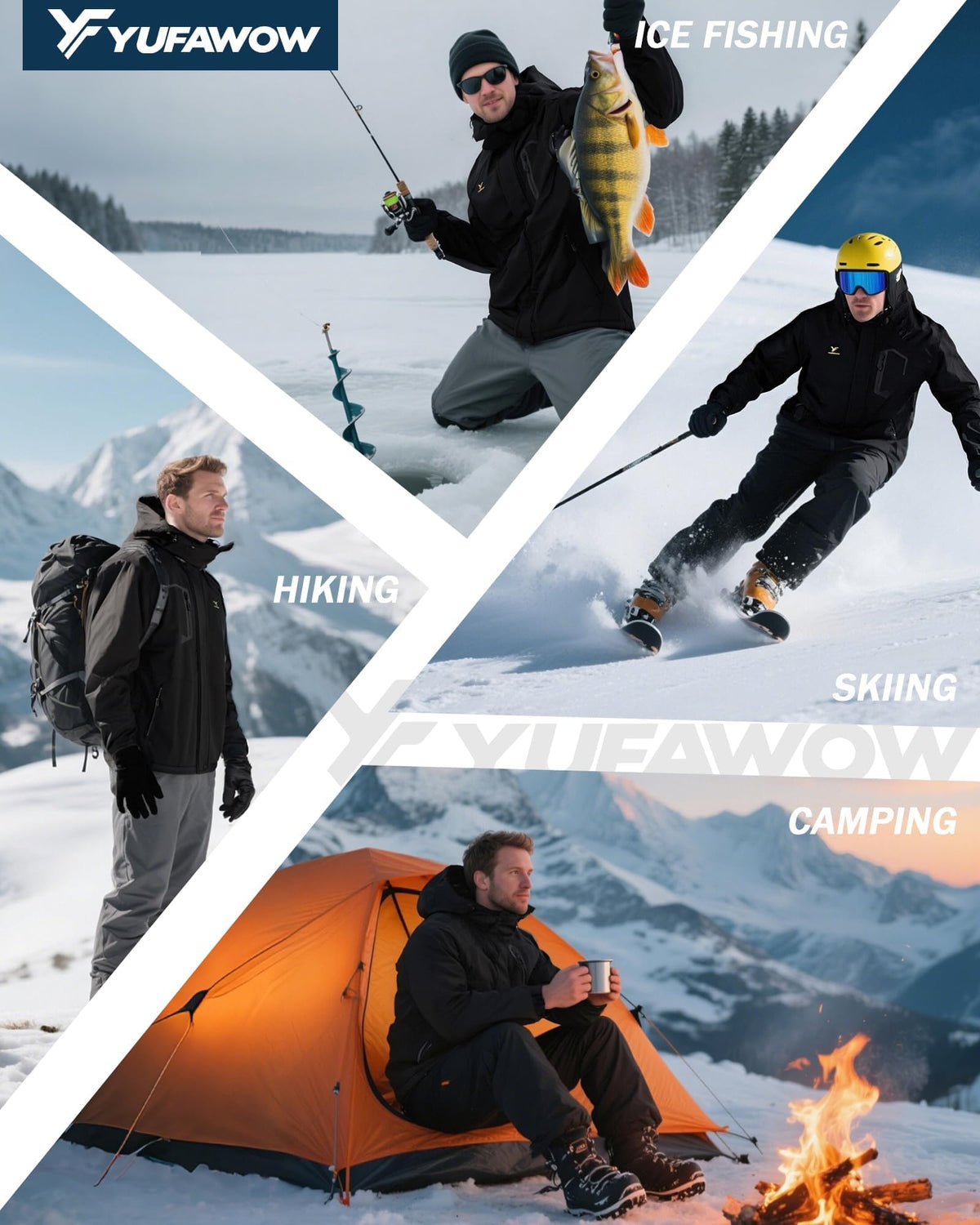 Men Winter Jacket Work Coat Waterproof Windbreaker Insulated Heavy Softshell Heat Warm Thermal Clothes Ski Snow Snowboard Snowmobile Casual Outdoor Cold Weather Safety Security Construction 🍁 All In One Marketplace Canada