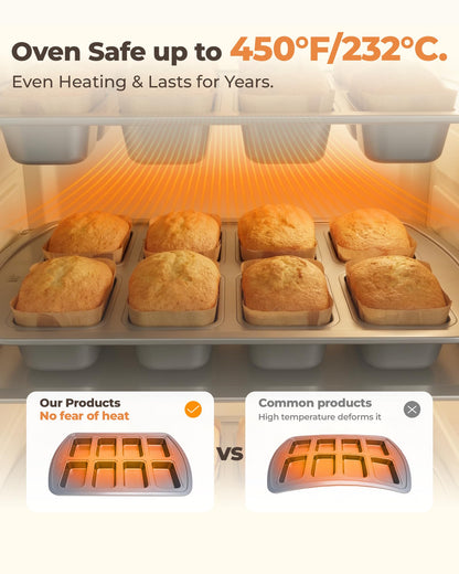 Bake Choice Mini Loaf Pan, 8-Cavity Non-Stick Carbon Steel Baking Pans Set 🍁 All In One Marketplace Canada