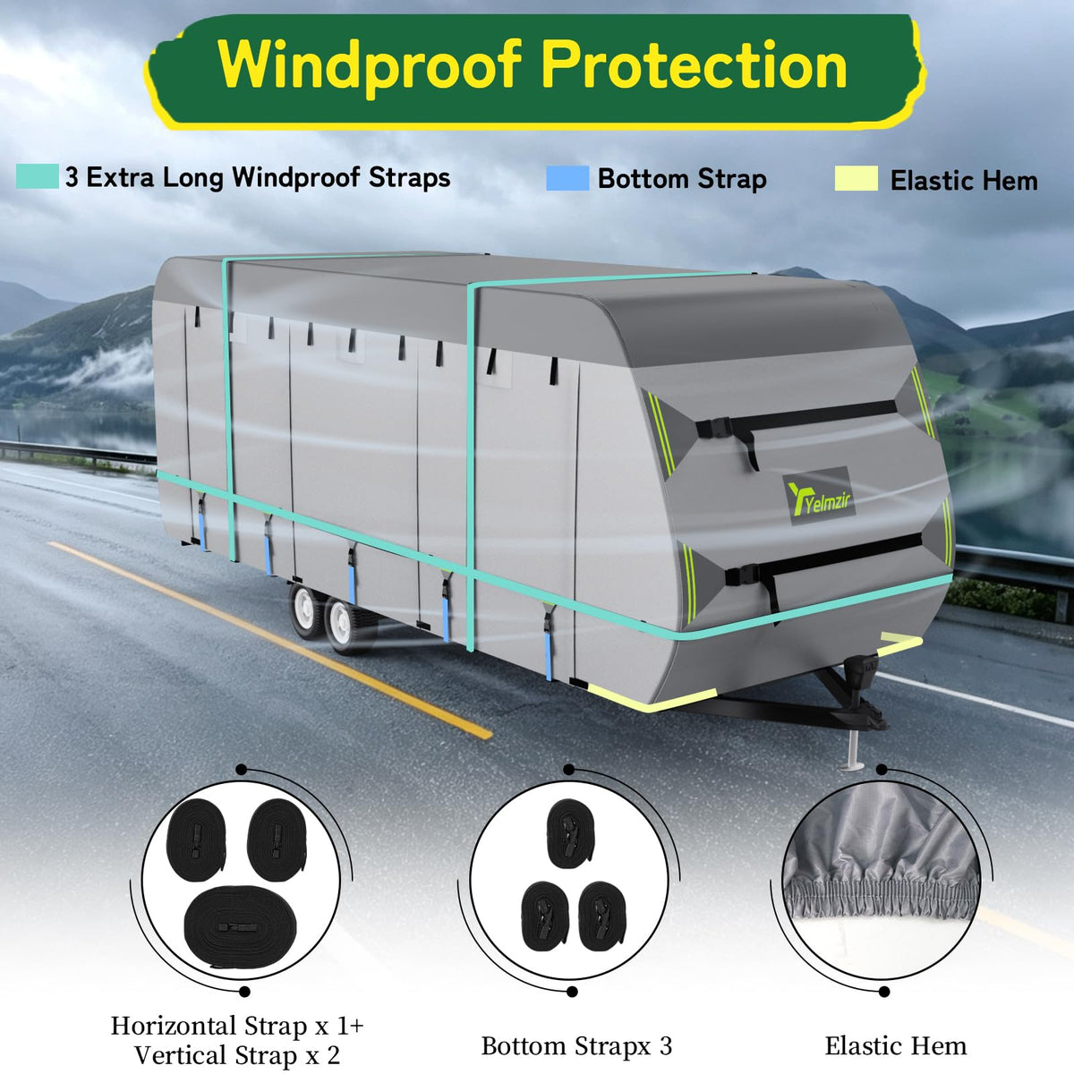 Yelmzir Travel Trailer RV Cover 24-27 ft, Rip-Stop Motorhome Camper Covers 🍁 All In One Marketplace Canada