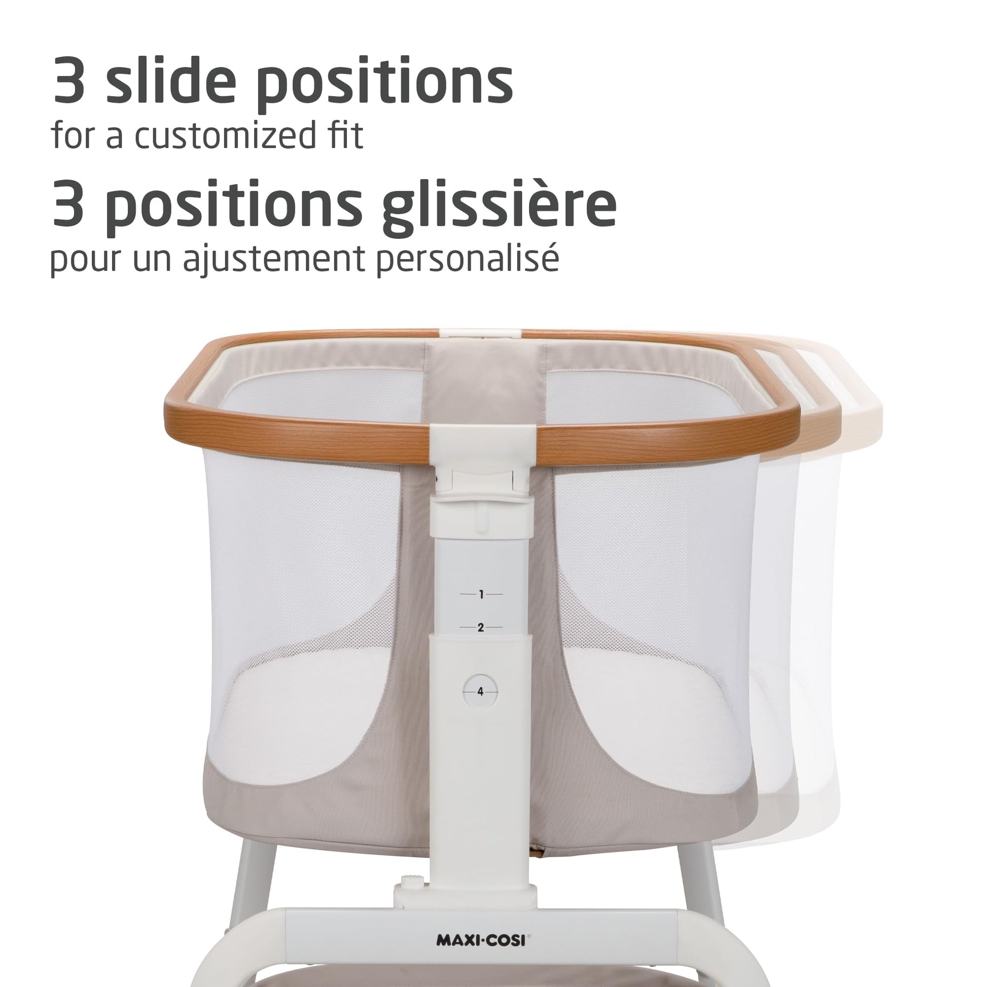 Maxi-Cosi Iora Bedside Bassinet , infant bedside sleeper crib, 4 height positions, portable & folds flat, large storage basket, includes travel bag, Horizon Sand Maxi-Cosi