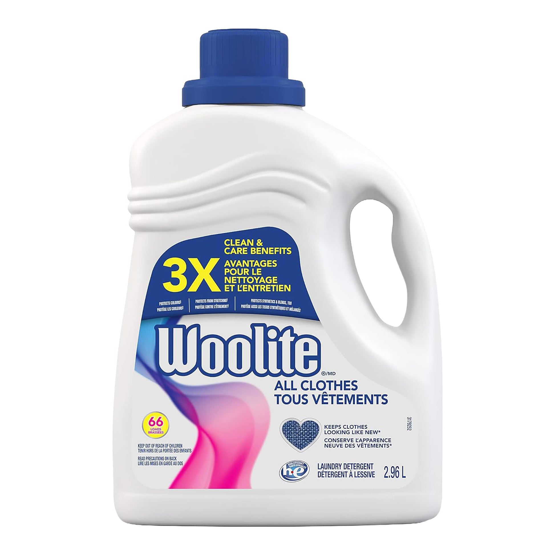 Woolite All Clothes Everyday Colour Safe Laundry Detergent; 2.96 L, 66 Loads; Helps Keep Clothes Looking Like New with Advanced Care & Fabric Guard Complex; Protects from Fading & Pilling Up 20 Washes - Available at All In One Marketplace Canada