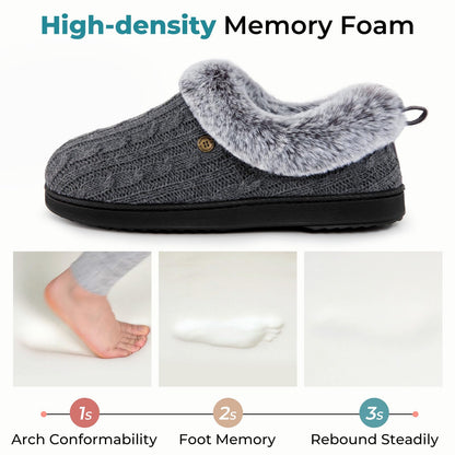 HomeTop Women’s Cable Knit Slippers Warm Fuzzy Indoor Gray, 7-8 US 🍁 All In One Marketplace Canada