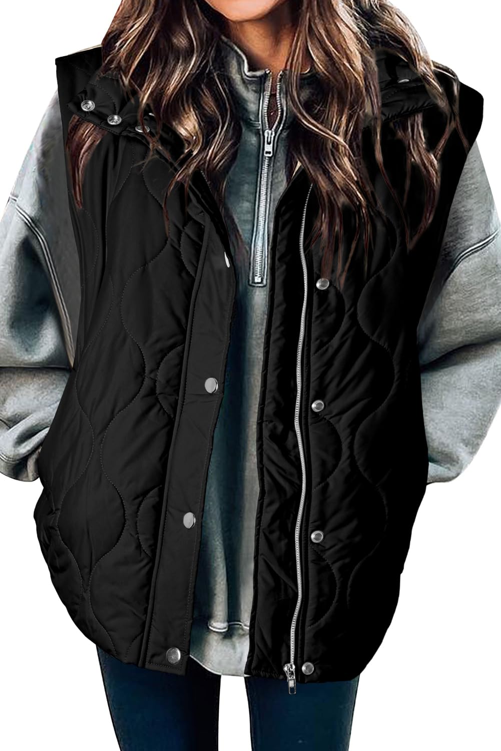 EVALESS Womens Fashion Cropped Puffer Vest Fall 2026 Lightweight Quilted Stand Collar Sleeveless Button Down Jackets Winter Warm Coat Outerwear Gilet with Pockets Black X-Large 🍁 All In One Marketplace Canada