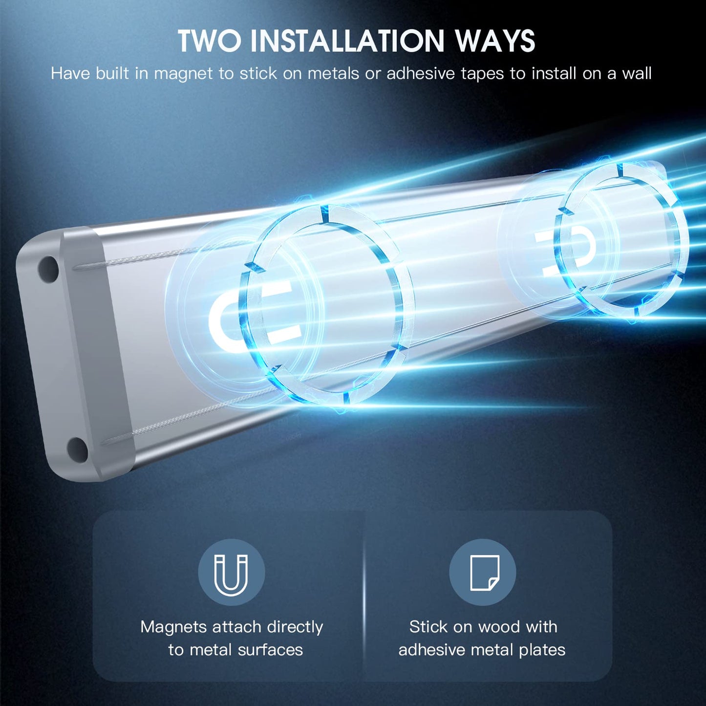 MCGOR Under Cabinet Lighting, 14.7" Rechargeable Motion Sensor Light Indoor, 2 Pack Magnetic Dimmable Closet Lights, Wireless Under Counter Lights for Kitchen, Stairs,Hallway