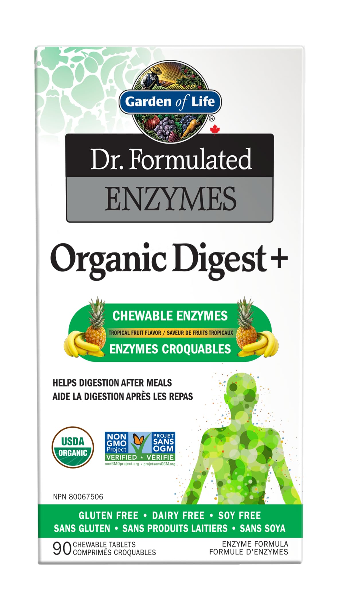 Garden of Life Dr. Formulated Enzymes Organic Digest + Chewables, 90 Count, Tropical Fruit
