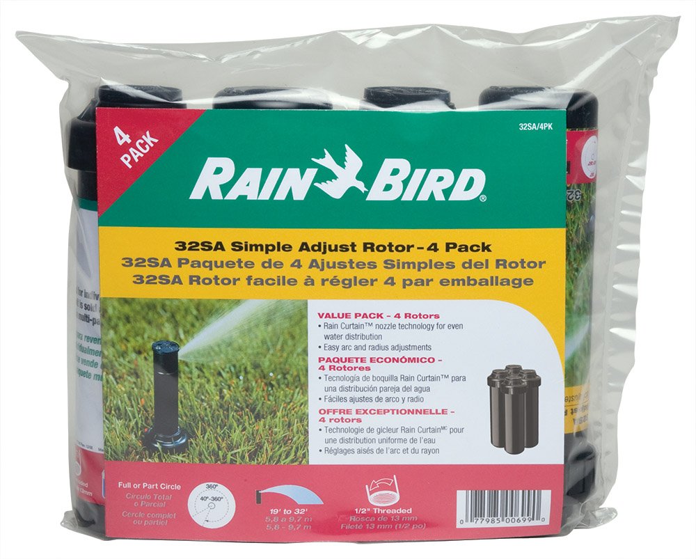 Rain Bird 32SA/4PK 32SA Simple Adjust Gear Drive Rotor, Adjustable 40° to 360° Pattern, 19' - 32' Spray Distance, 4-Pack 🍁 All In One Marketplace Canada