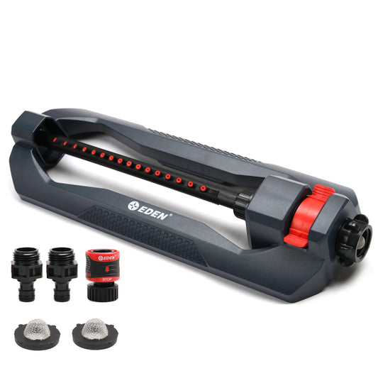 Eden 96213EDAMZ Weighted Essential Oscillating Sprinkler | Covers Up to 3,600 sq. ft., 16 Precision Nozzles, Adjustable Range, Turbo Drive Motor, Quick Connect Bundle, Stainless Steel Filters, Black 🍁 All In One Marketplace Canada