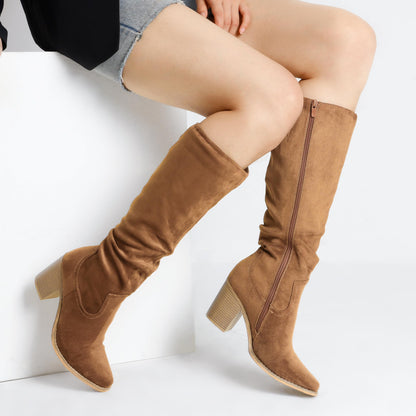 DREAM PAIRS Women Knee High Chunky Slouch Boots,Camel,8.5 🍁 All In One Marketplace Canada