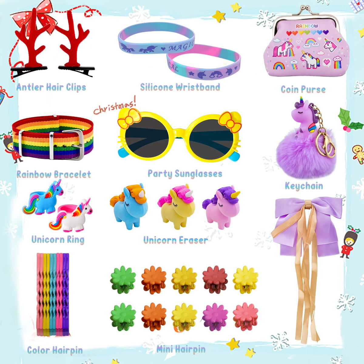 Advent Calendar 2026 for Girls, Christmas Countdown Calendar with 24 Unique Jewellery Gifts, Including Hair Accessories, Jewelry, Hair Clips, Beautiful Bracelets, Cute Ring, Stickers, Coin Purse 🍁 All In One Marketplace Canada