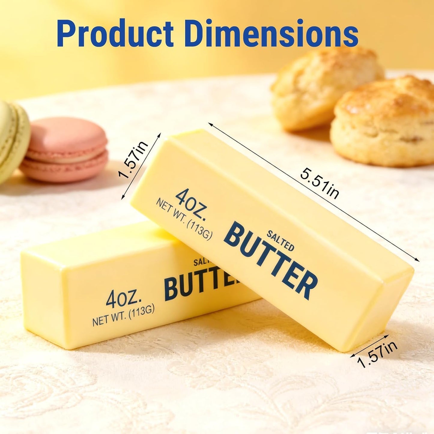 2Pcs Cute Butter Squeeze Stress Balls,Slow Rebound Realistic Soft Butter Stick Fidget,Slow Rising Portable for Adults Anxiety & Stress Relief