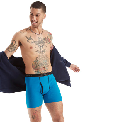 Hanes Men's 4 Pack FreshIQ Ringer Boxer Brief, Assorted, Medium
