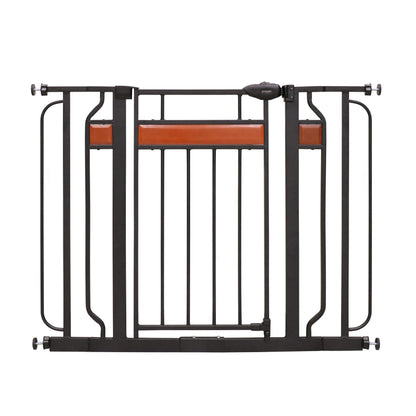 Regalo Home Accents Extra Wide Walk Thru Baby Gate, Includes Décor Hardwood, 4-Inch Extension Kit, 4-Inch Extension Kit, 4 Pack of Pressure Mount Kit and 4 Pack of Wall Cups and Mounting Ki