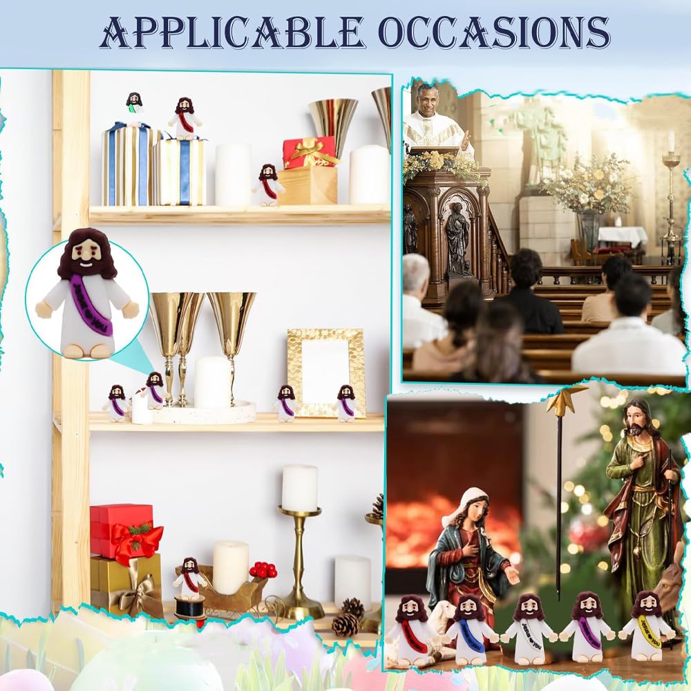50 Pack Little Jesus Figures, Mini Jesus Figurines in Bulk, Love You for Easter Egg Filling Little Tiny Figures for Church Christmas Party Favors Baptism Gifts (Mix Color 10) 🍁 All In One Marketplace Canada