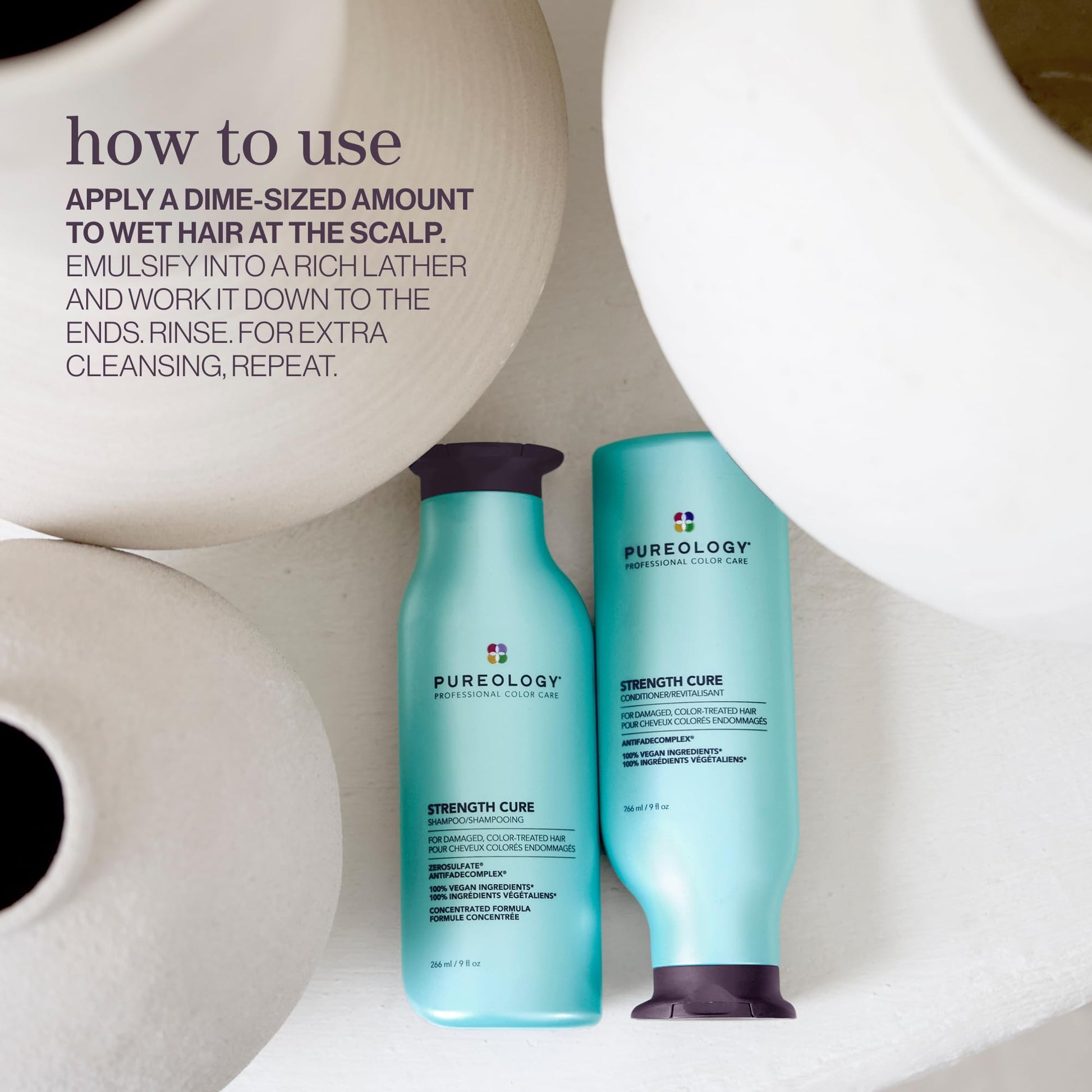 Pureology Strength Cure Shampoo, Strengthening & Repair for Damaged Color-Treated Hair, Plant-Based Protein, Vegan, Sulfate-Free - Available at All In One Marketplace Canada