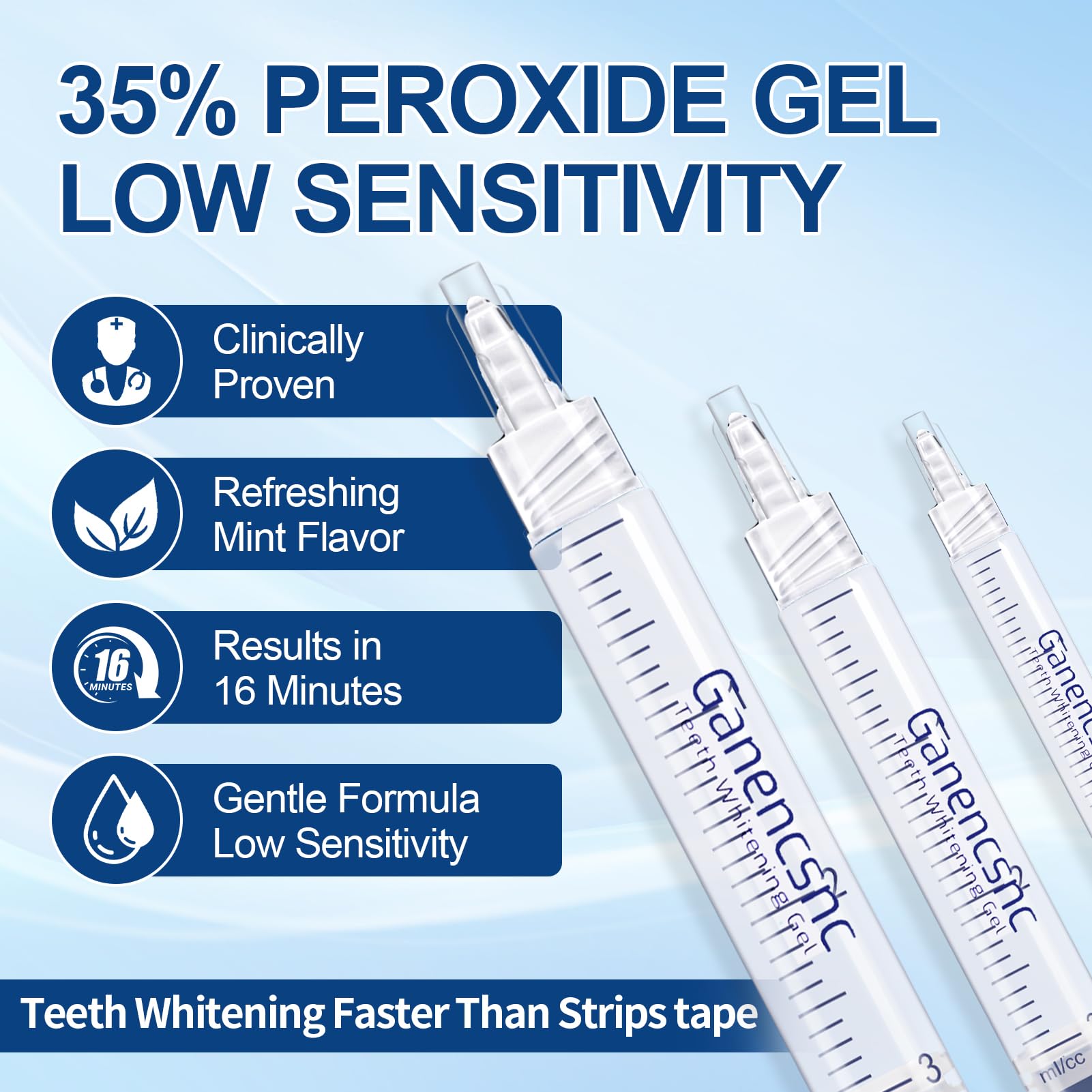 35% Ganencsnc 10-Pack Teeth Whitening Gel Refills - Gentle 35% Carbamide Peroxide Formula - Compatible with Teeth whitening Kit,No Sensitive Teeth Whitener - Available at All In One Marketplace Canada