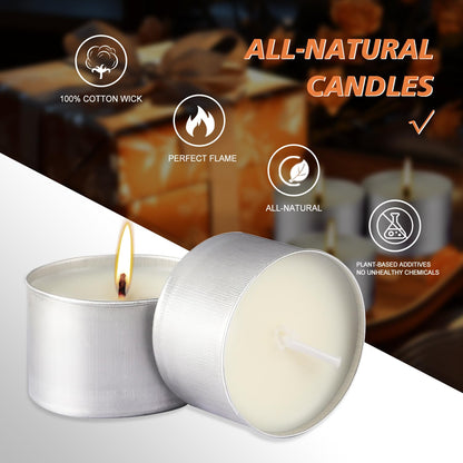 50-Pack Long-Lasting Tealight Candles (8 Hours Burn Time) – Unscented, Smokeless, Dripless White Votive Candles for Shabbat, Weddings, Christmas, Home Decor & Religious Ceremonies 🍁 All In One Marketplace Canada